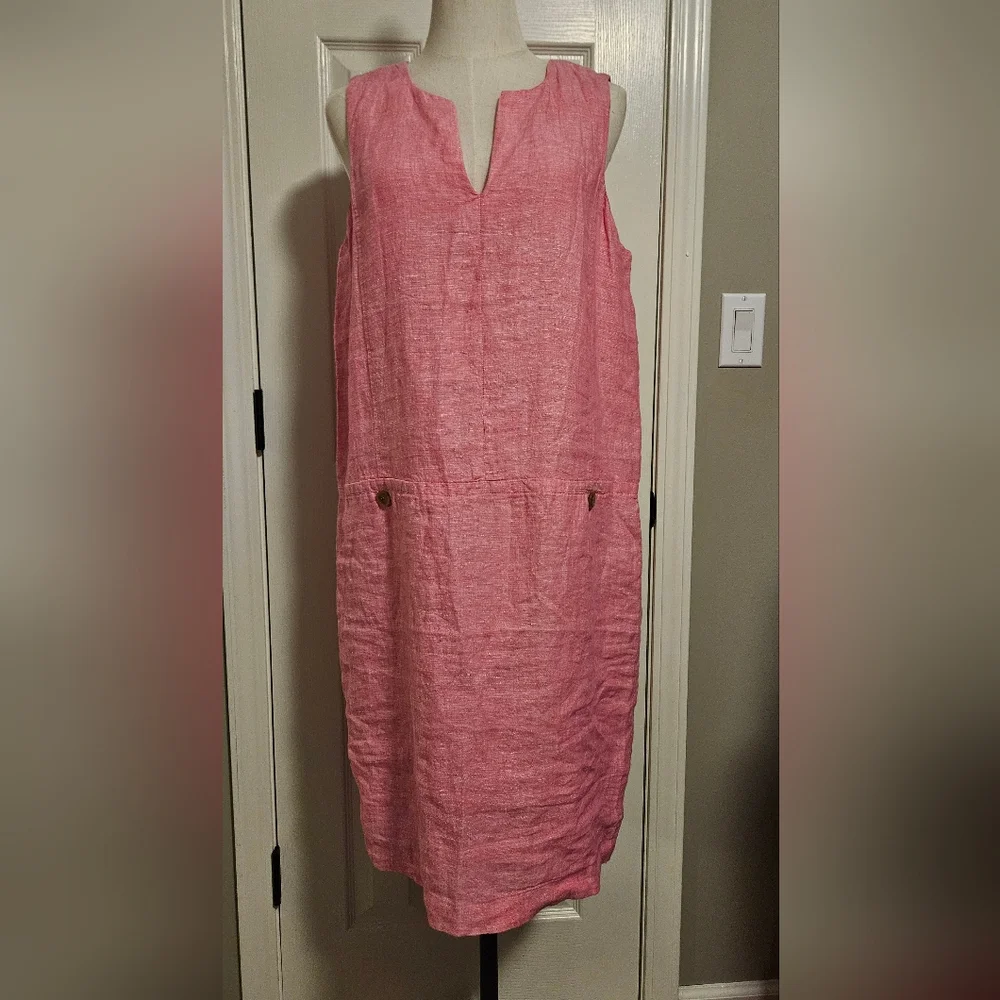 NWT J. McLaughlin Rue Dress: Linen/sleeveless: Color- Peony: Size-Large - Picture 3 of 14